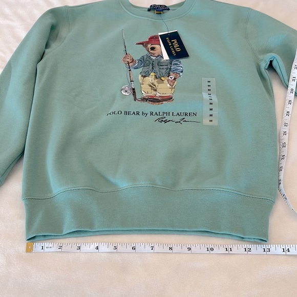 🎉Host Pick🎉Polo Ralph Lauren Sage Green Boys Fishing Polo Bear Sweatshirt - Picture 8 of 12